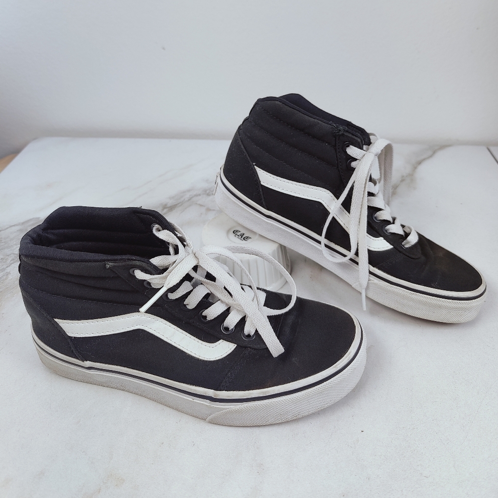 Vans Women's Old Skool High Top Skate Shoes Sneakers Black White, Sz 6